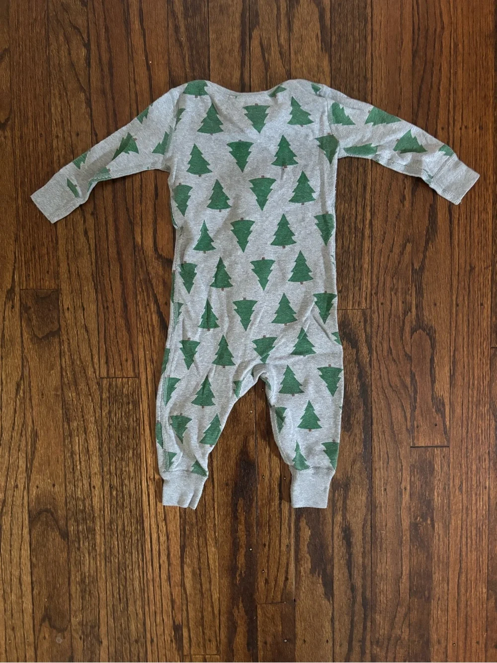 Hanna Andersson Gray One-Piece with Green Tree Print